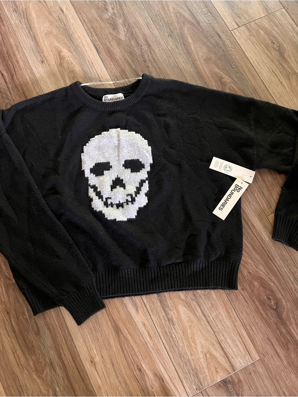 No Boundaries Icon Black Crewneck Skull Sweater.  Oversized and so soft!
